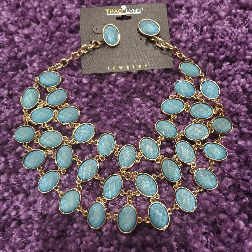 Traci Lynn Blue Crush Necklace Set